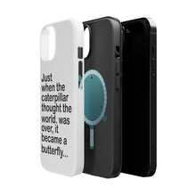 DistinctInk ToughCase for Apple iPhone, Compatible with MagSafe Charging - Caterpillar Though World Was Over Butterfly
