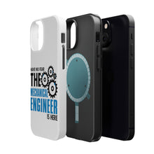 DistinctInk ToughCase for Apple iPhone, Compatible with MagSafe Charging - No Fear Mechanical Engineer is Here