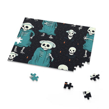 DistinctInk Jigsaw Puzzle with Haunted Skeleton Crew Design for Halloween