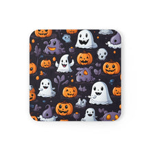 DistinctInk (Set of 4) Corkwood Coasters with Spooky Bat-o-lanternsDesign for Halloween