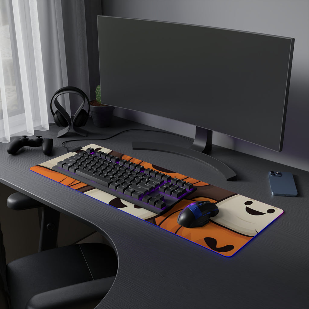 LED Gaming Mouse Pad with Haunted Skeleton Pumpkin Patch Design for Halloween, view 21