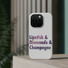 DistinctInk ToughCase for Apple iPhone, Compatible with MagSafe Charging - Lipstick & Diamonds & Champagne