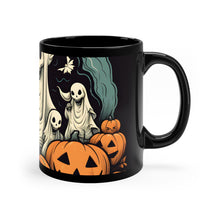 DistinctInk Black Coffee Mug - Spooky Skeleton Pumpkins for Halloween