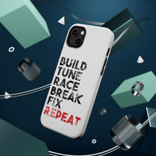 DistinctInk ToughCase for Apple iPhone, Compatible with MagSafe Charging - Build Tune Race Break Fix Repeat