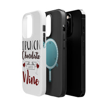 DistinctInk ToughCase for Apple iPhone, Compatible with MagSafe Charging - I Run on Chocolate and Wine