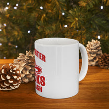 DistinctInk Glossy White Coffee / Tea Mug - Firefighter Chicks Kick ASH