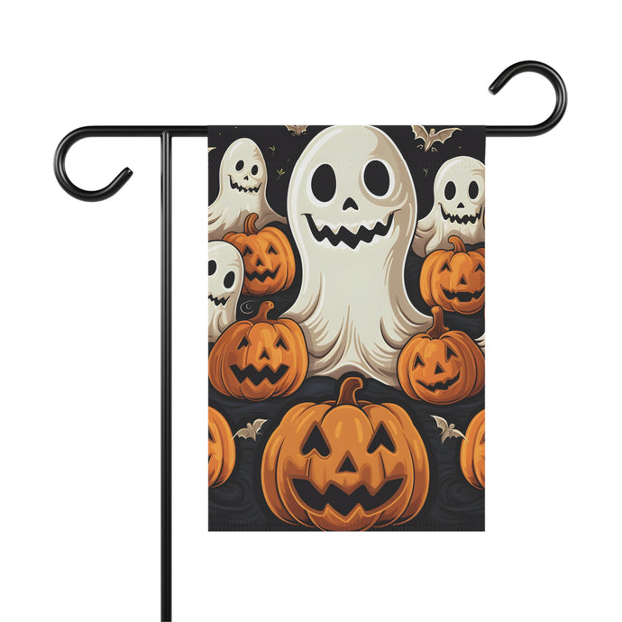 DistinctInk Garden & House Banner / Flag with Haunted Skeleton Jack-O-Lantern Design for Halloween