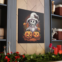 DistinctInk Canvas Wall Art with Trick or Treat Ghost-O-Lantern for Halloween