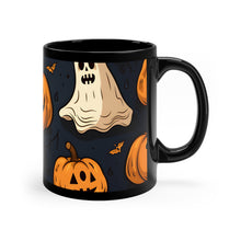 DistinctInk Black Coffee Mug - Ghost Skeleton Pumpkin Bash for Halloween