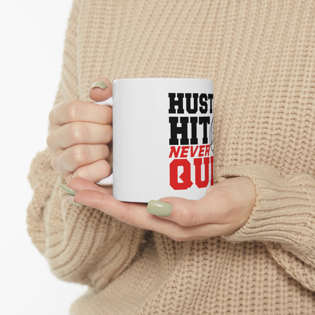 Glossy White Coffee / Tea Mug - Hustle Hit Never Quit Volleyball, view 10
