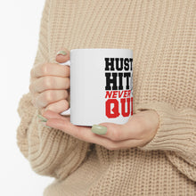 DistinctInk Glossy White Coffee / Tea Mug - Hustle Hit Never Quit Volleyball