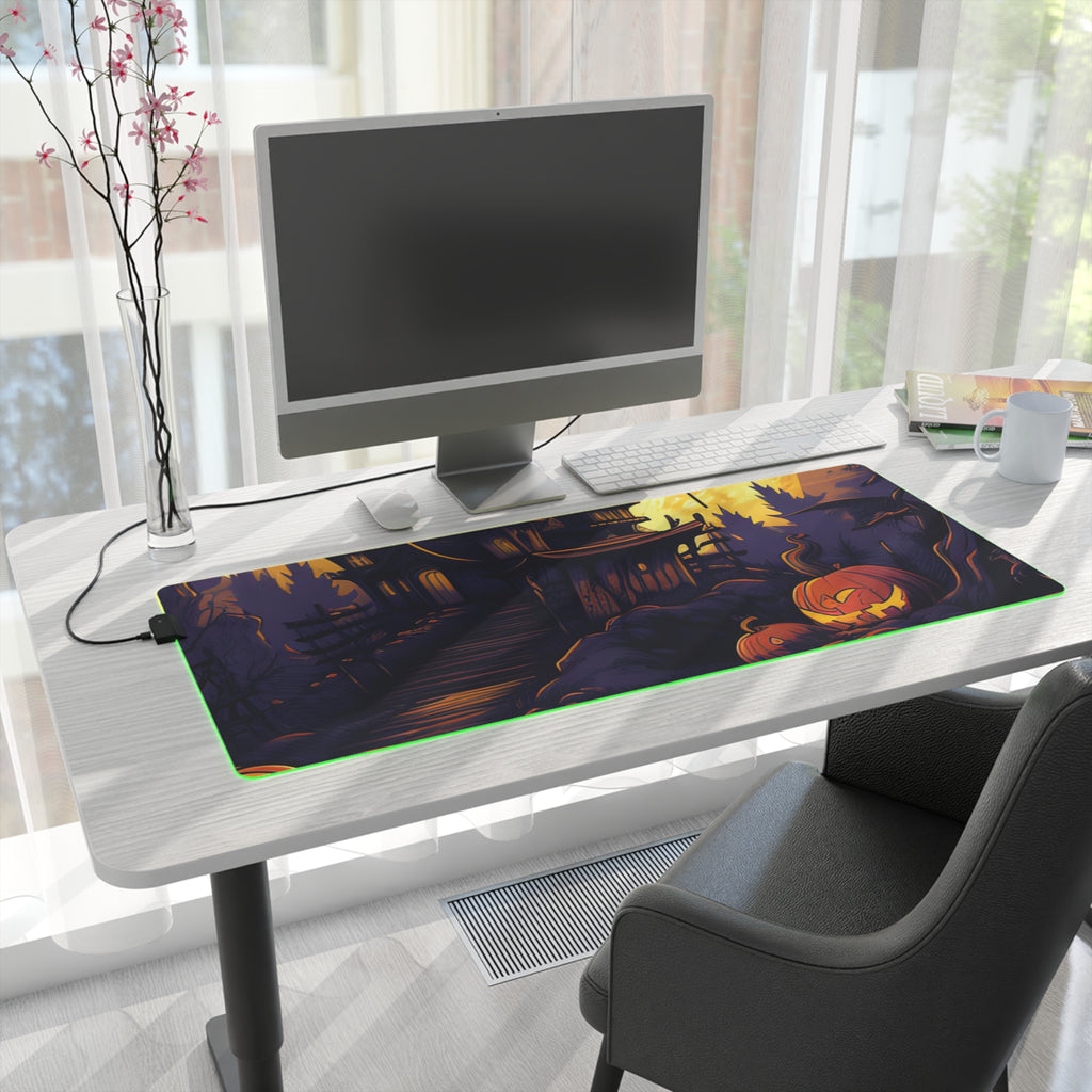 LED Gaming Mouse Pad with Ghostly Ghouls in the Graveyard Design for Halloween, view 28