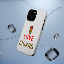 DistinctInk ToughCase for Apple iPhone, Compatible with MagSafe Charging - I Love Cigars