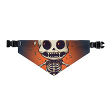DistinctInk Adjustable Pet Banana Collar with Skelly's Halloween Bash Design for Halloween