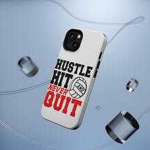 DistinctInk ToughCase for Apple iPhone, Compatible with MagSafe Charging - Hustle Hit Never Quit Volleyball