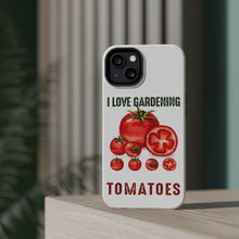 DistinctInk ToughCase for Apple iPhone, Compatible with MagSafe Charging - I Love Gardening from My Head Tomatoes
