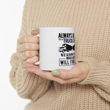DistinctInk Glossy White Coffee / Tea Mug - Be Nice to Truck Drivers Know Where Nobody