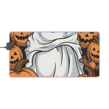DistinctInk LED Gaming Mouse Pad with Skeletal Ghostly Pumpkin Patch Design for Halloween