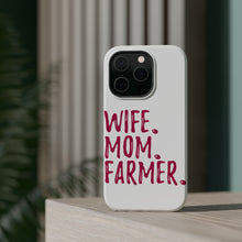 DistinctInk ToughCase for Apple iPhone, Compatible with MagSafe Charging - Wife. Mom. Farmer.