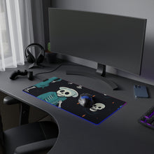 DistinctInk LED Gaming Mouse Pad with Haunted Skeleton Crew Design for Halloween