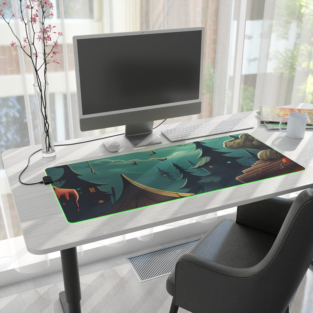 LED Gaming Mouse Pad with Trick or Treat Fun Design for Halloween, view 28