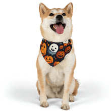 DistinctInk Adjustable Pet Banana Collar with Spooky Halloween Night Design for Halloween