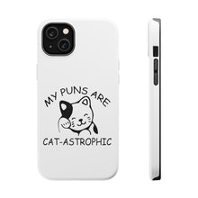 DistinctInk ToughCase for Apple iPhone, Compatible with MagSafe Charging - My Puns Are Cat-Astrophic