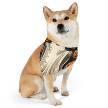 DistinctInk Adjustable Pet Banana Collar with Ghastly Skeletal Pumpkin Patch Design for Halloween