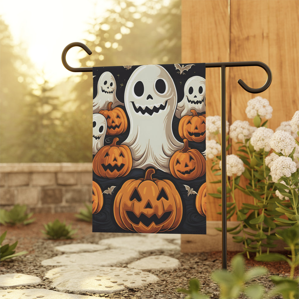 Garden & House Banner / Flag with Haunted Skeleton Jack-O-Lantern Design for Halloween, view 5