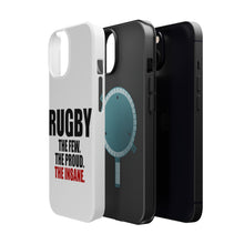 DistinctInk ToughCase for Apple iPhone, Compatible with MagSafe Charging - Rugby The Few The Proud the Insane