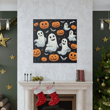 DistinctInk Canvas Wall Art with Spooky Skeleton Pumpkin Patch for Halloween