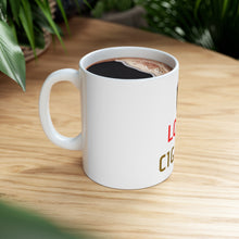 DistinctInk Glossy White Coffee / Tea Mug - I Love Cigars