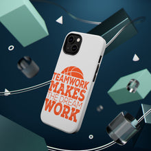 DistinctInk ToughCase for Apple iPhone, Compatible with MagSafe Charging - Teamwork Makes the Dream Work Basketball