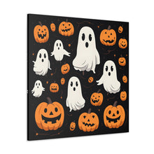 DistinctInk Canvas Wall Art with Ghost Skeleton Pumpkin Cartoon for Halloween