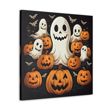 DistinctInk Canvas Wall Art with Haunted Skeleton Jack-O-Lantern for Halloween
