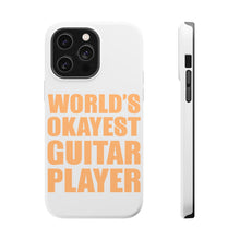 DistinctInk ToughCase for Apple iPhone, Compatible with MagSafe Charging - World's Okayest Guitar Player