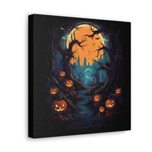 DistinctInk Canvas Wall Art with Haunted Evening Nightmare for Halloween