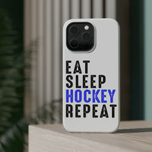 DistinctInk ToughCase for Apple iPhone, Compatible with MagSafe Charging - Eat Sleep Hockey Repeat
