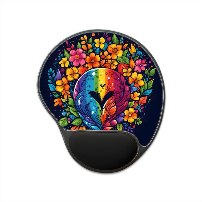 DistinctInk Mouse Pad with Wrist Rest  with A World of Possibilities Design for LGBTQ+ Pride