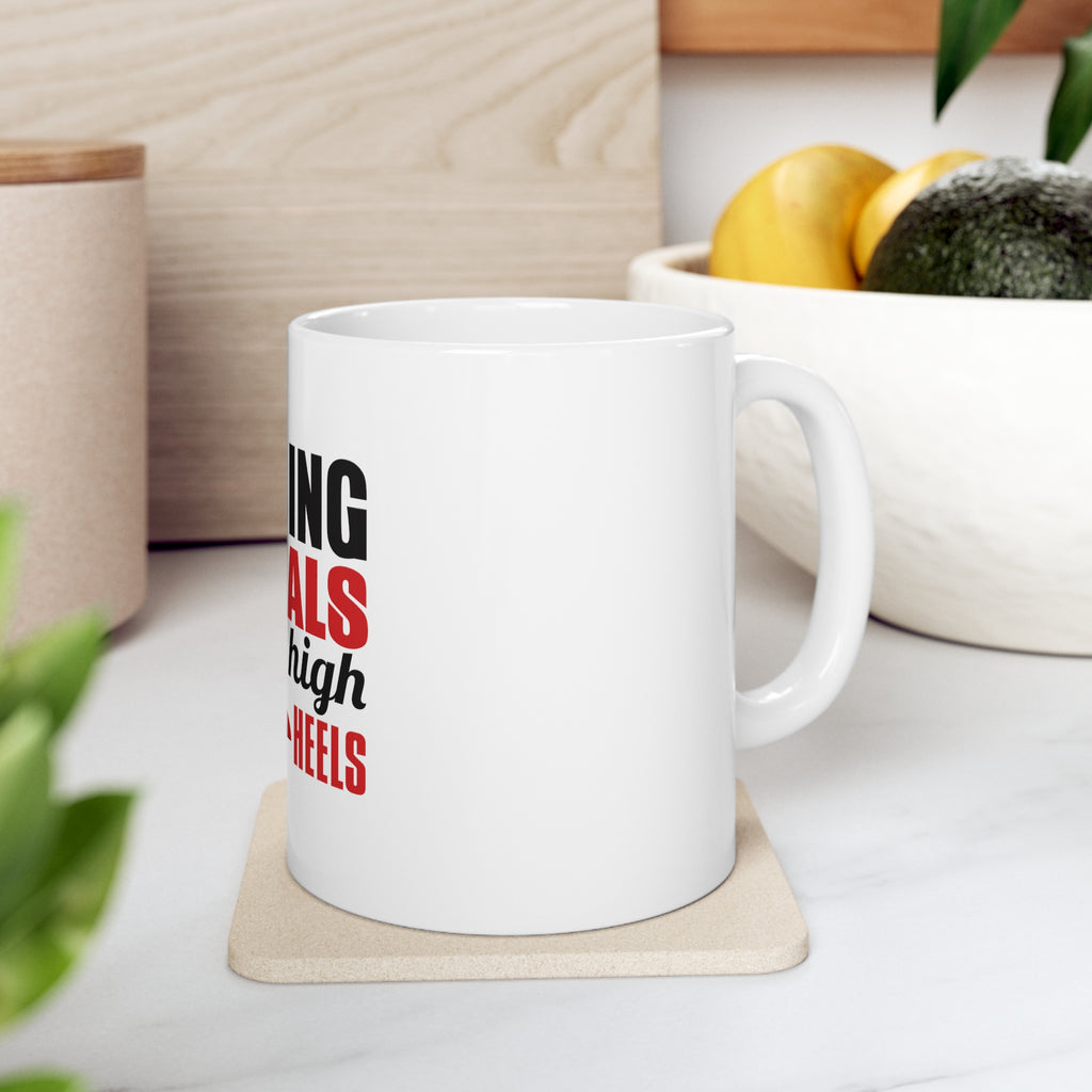 Glossy White Coffee / Tea Mug - Closing Deals in High Heels, view 7