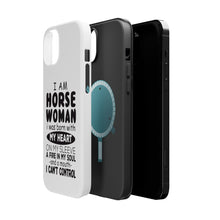 DistinctInk ToughCase for Apple iPhone, Compatible with MagSafe Charging - I Am A Horse Woman - Can't Control