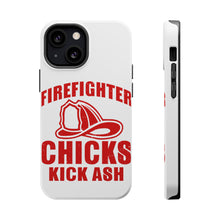 DistinctInk ToughCase for Apple iPhone, Compatible with MagSafe Charging - Firefighter Chicks Kick ASH