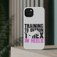 DistinctInk ToughCase for Apple iPhone, Compatible with MagSafe Charging - Training to Outrun T-Rex in Heels