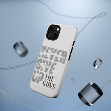 DistinctInk ToughCase for Apple iPhone, Compatible with MagSafe Charging - Never Give Up The Guns