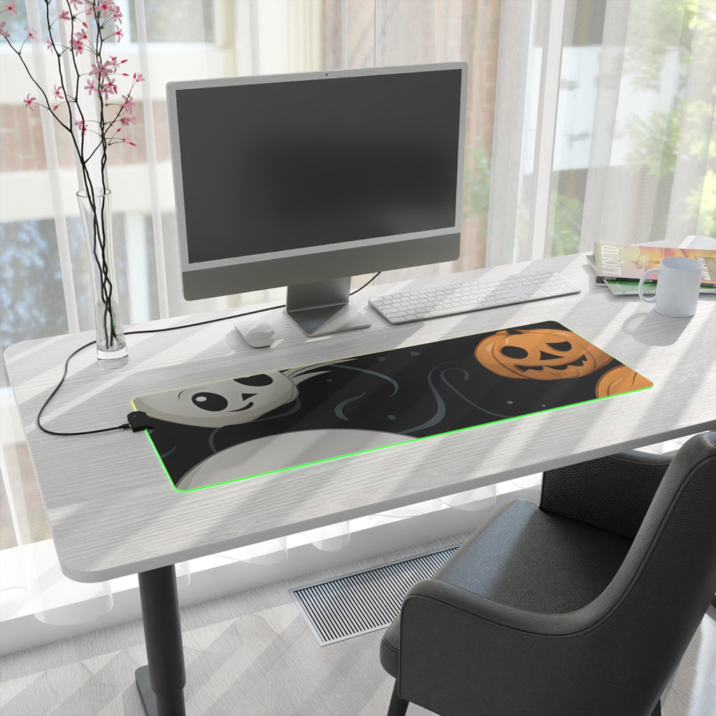 LED Gaming Mouse Pad with Ghost Skeleton Pumpkin Pattern Design for Halloween, view 22