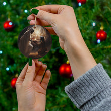 DistinctInk Hanging Ceramic Christmas Tree Ornament Charm with Gold String - Great Gift/Present - 2 3/4 inch Diameter - Virgin Birth: Isaiah 7:14