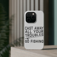 DistinctInk ToughCase for Apple iPhone, Compatible with MagSafe Charging - Cast Away All Your Troubles Go Fishing
