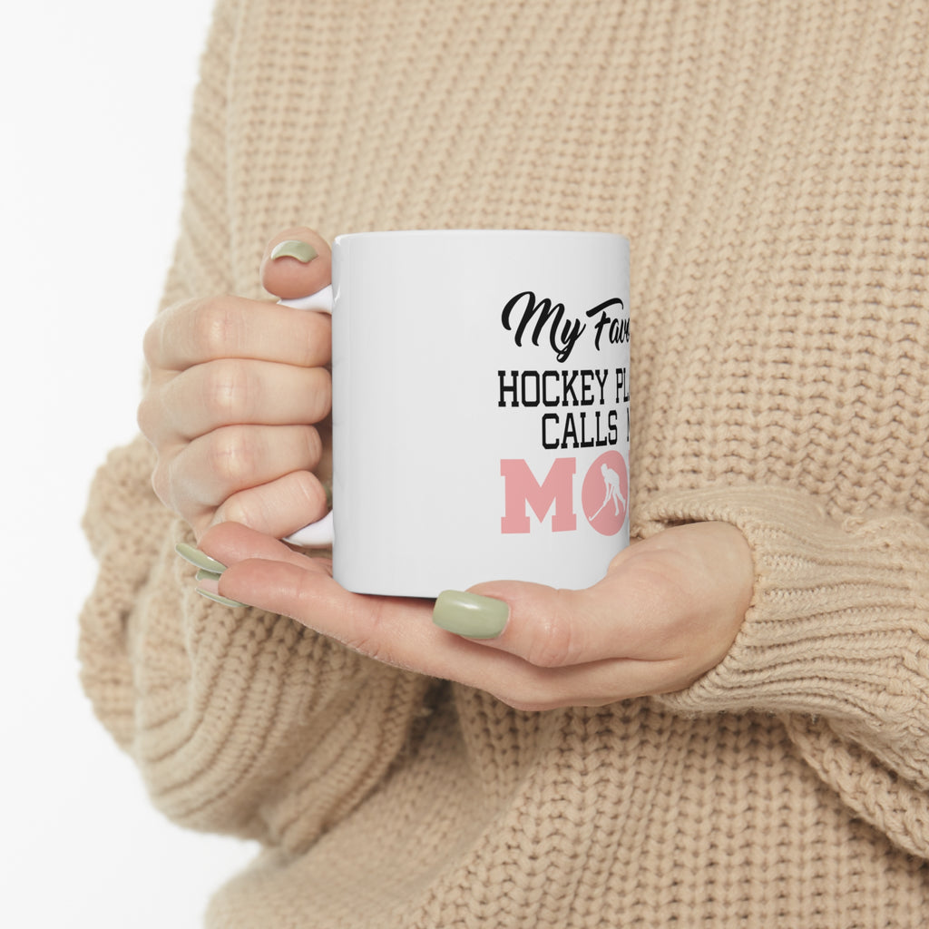 Glossy White Coffee / Tea Mug - My Favorite Hockey Player Calls Me Mom, view 10