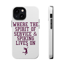 DistinctInk ToughCase for Apple iPhone, Compatible with MagSafe Charging - Spirit of Service & Spiking Lives On Tennis