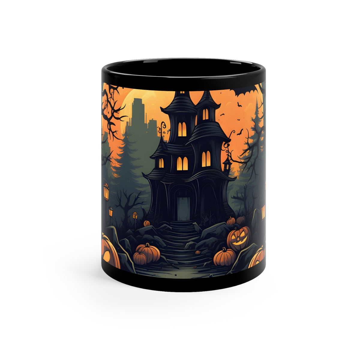 Black Coffee Mug - Spooky Trick or Treating for Halloween